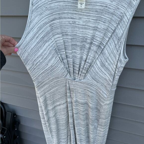 💚SALE: NWT Anthropologie AMADI size L light gray knit loop twist front sun dress - Picture 2 of 11